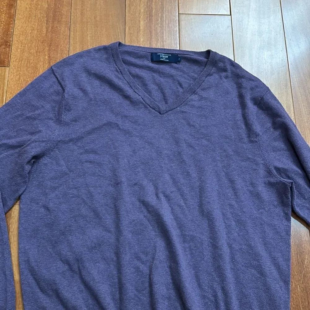 J Crew Sweater Mens Pullover Purple Cotton Cashmere‎ Preppy Casual Adult L